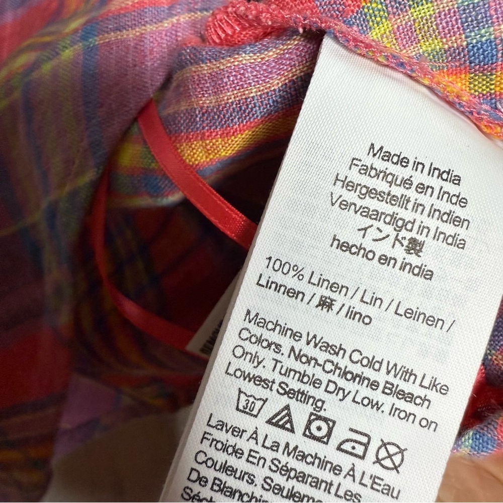 J. Crew Rainbow Linen Plaid Tank Top Large - Picture 5 of 6